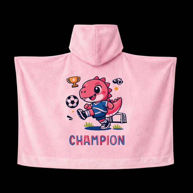 Salida de Baño Infantil con Gorro Rosa — Dino Champion | SKU: P05 — Toallas salida de baño