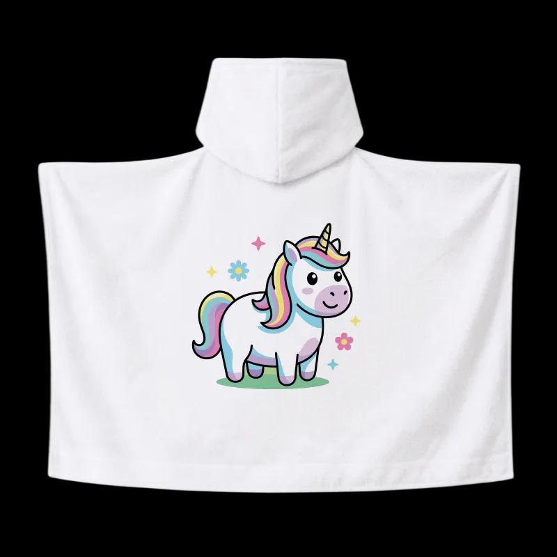 Salida de Baño Infantil con Gorro Blanca — Unicornio Kawaii | SKU: W06 — Toallas salida de baño
