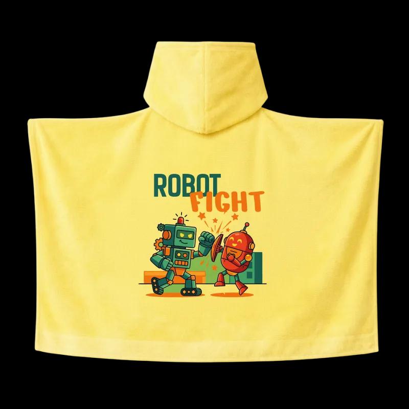Salida de Baño Infantil con Gorro Amarilla — Robot Fight | SKU: Y03 — Toallas salida de baño
