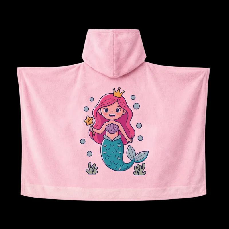 Salida de Baño Infantil con Gorro Rosa — Sirena | SKU: P02 — Toallas salida de baño