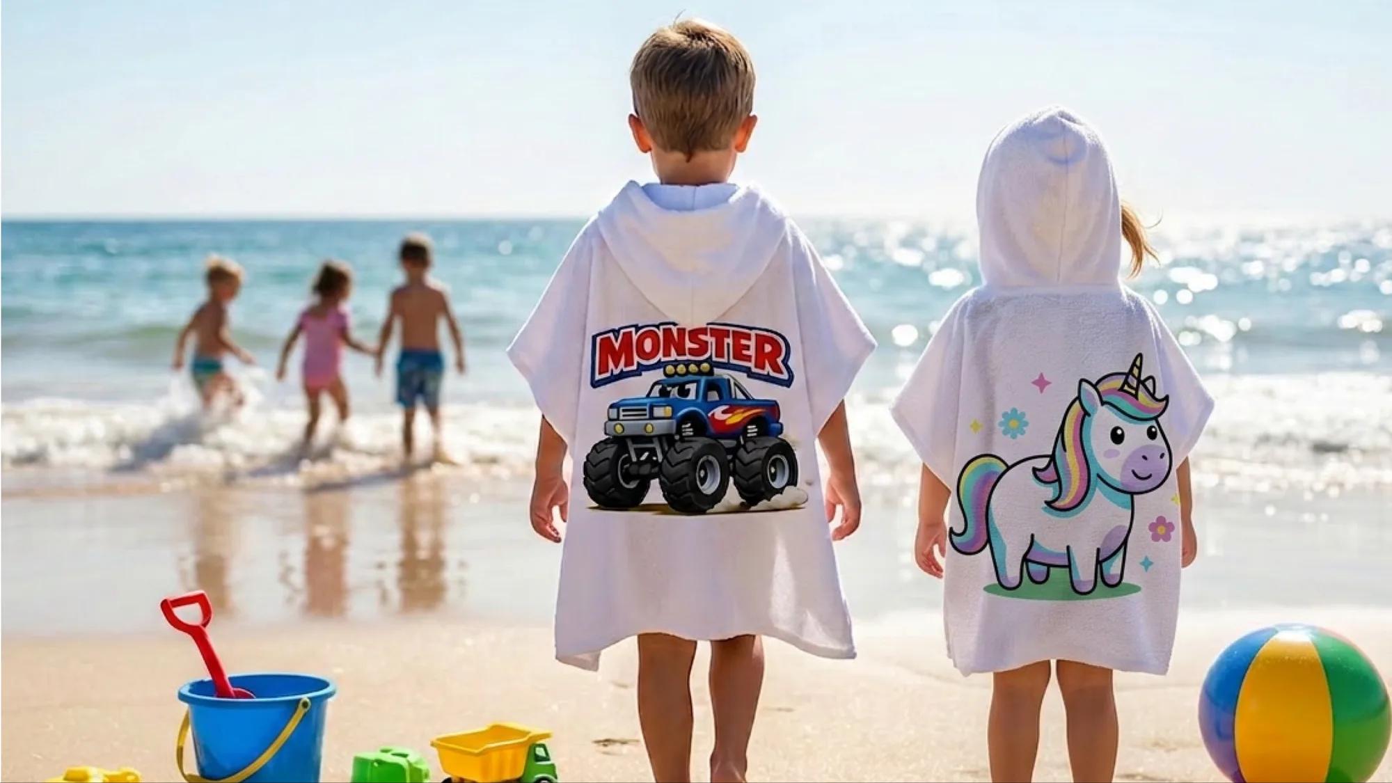 Salida de Baño Infantil con Gorro — Blanca — Toallas salida de baño