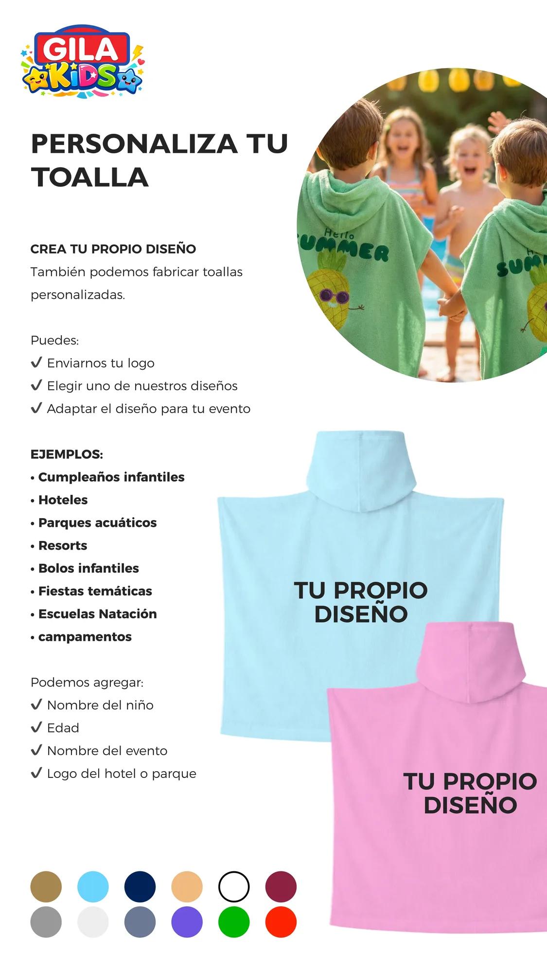 Salida de Baño Infantil con Gorro Personalizado — Azul Cielo — Personaliza tu toalla de salida