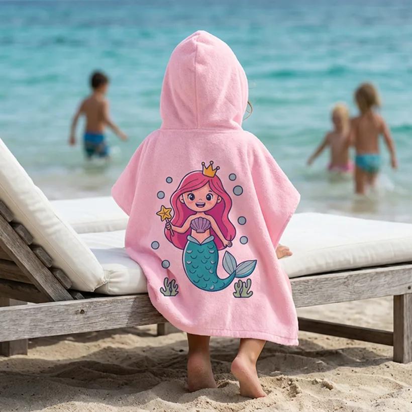 Salida de Baño Infantil con Gorro Rosa — Sirena | SKU: P02 — Toallas salida de baño