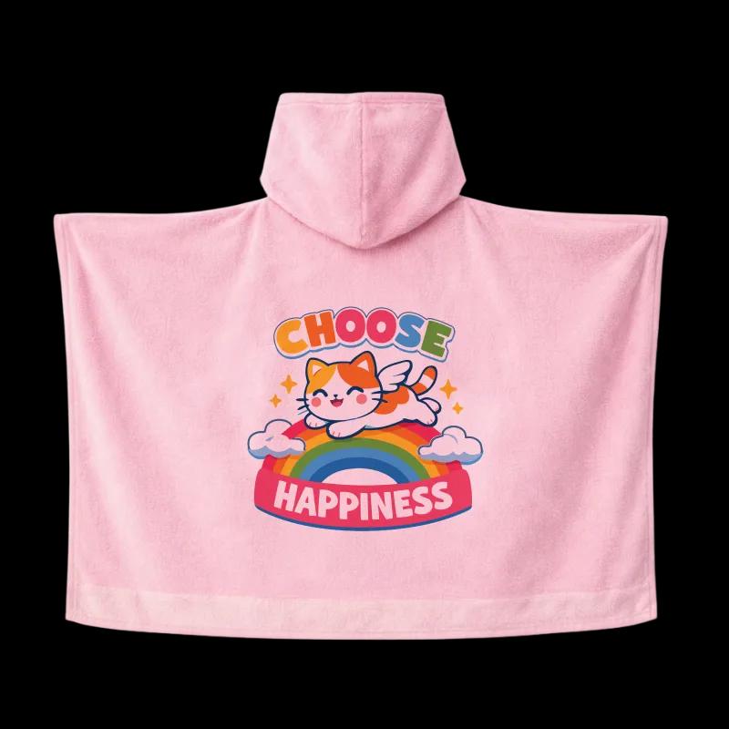 Salida de Baño Infantil con Gorro Rosa — Choose Happiness | SKU: P03 — Toallas salida de baño