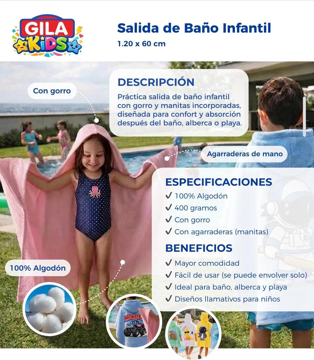 Salida de Baño Infantil con Gorro Blanca — Unicornio Kawaii | SKU: W06 — Toallas salida de baño