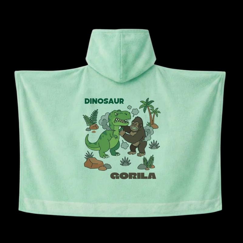 Salida de Baño Infantil con Gorro Verde — Dinosaurio & Gorila | SKU: G03 — Toallas salida de baño