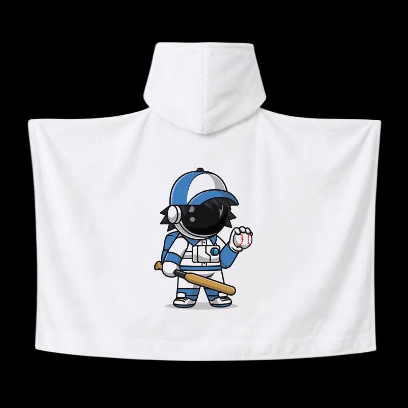 Salida de Baño Infantil con Gorro Blanca — Beisbolista | SKU: W05 — Toallas salida de baño