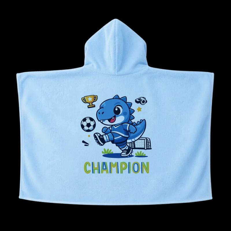 Salida de Baño Infantil con Gorro Azul Cielo — Dino Champion | SKU: B05 — Toallas salida de baño