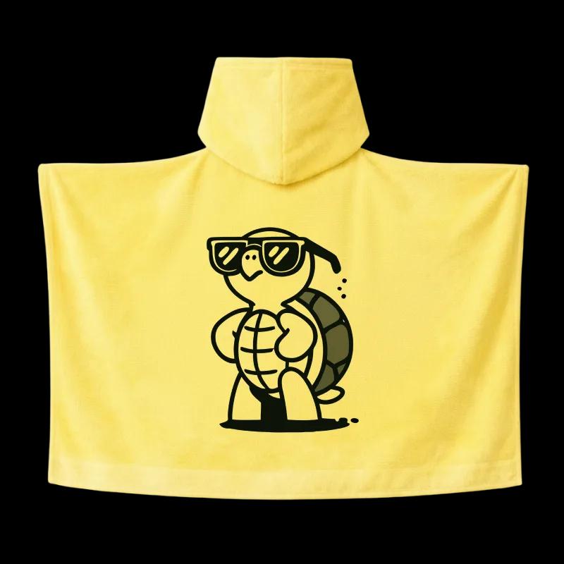 Salida de Baño Infantil con Gorro Amarilla — Tortuga Cool | SKU: Y02 — Toallas salida de baño