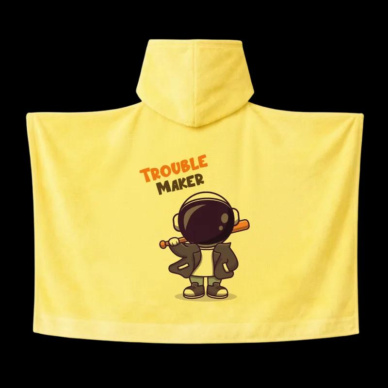 Salida de Baño Infantil con Gorro Amarilla — Trouble Maker | SKU: Y06 — Toallas salida de baño