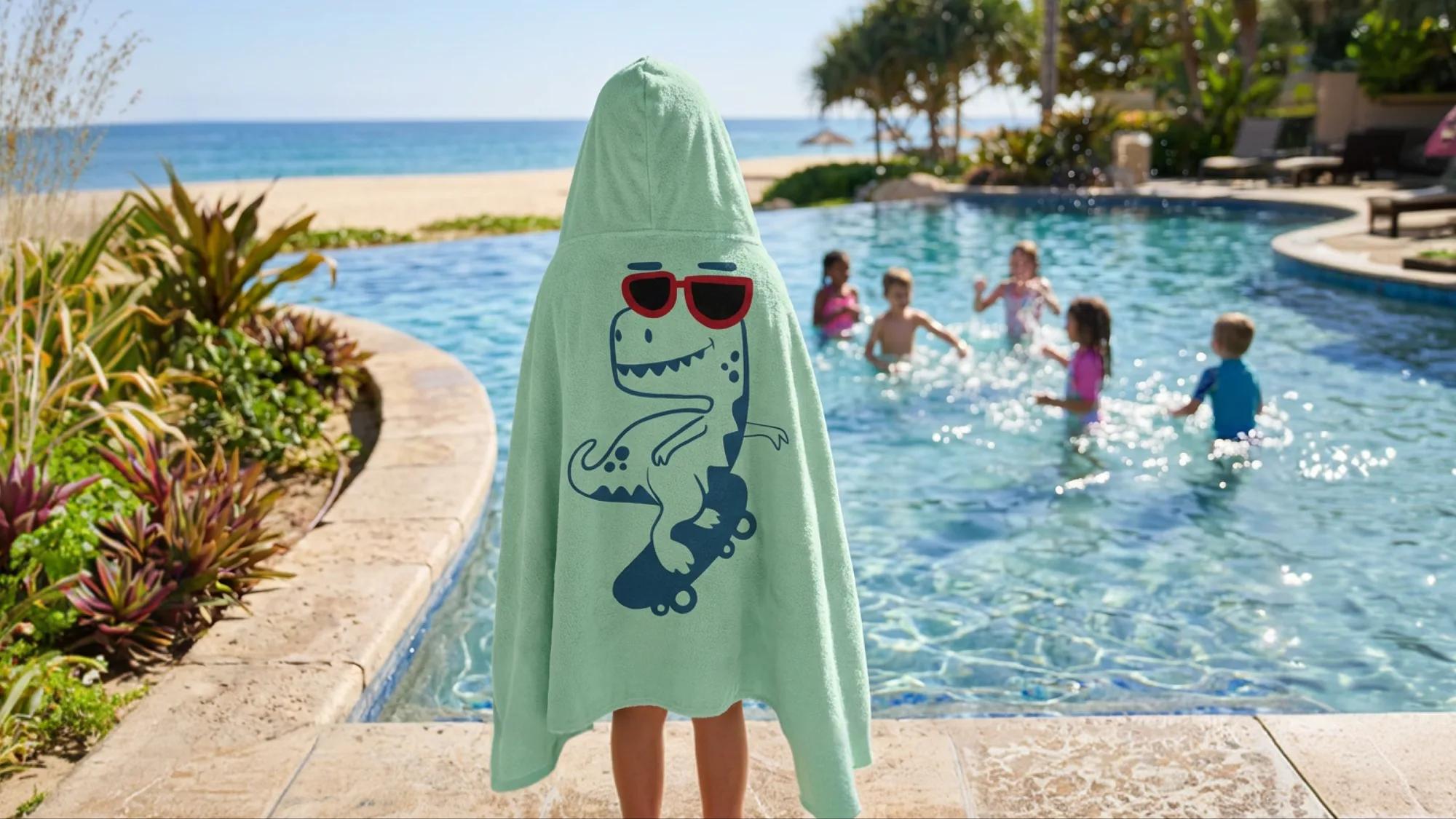 Salida de Baño Infantil con Gorro — Azul Cielo — Toallas salida de baño