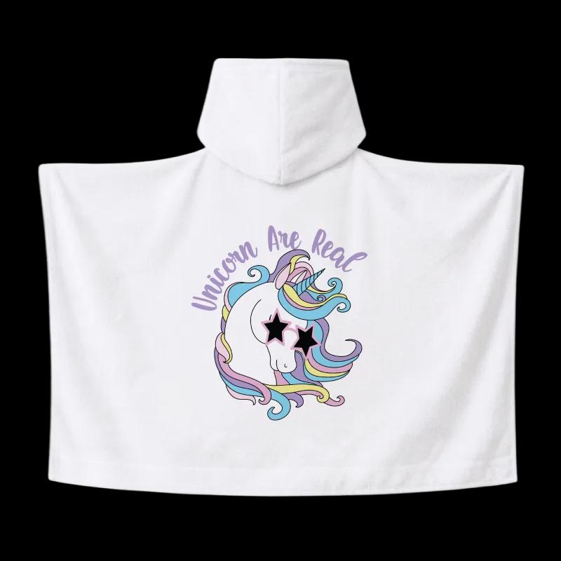 Salida de Baño Infantil con Gorro Blanca — Unicorn Be Real | SKU: W04 — Toallas salida de baño