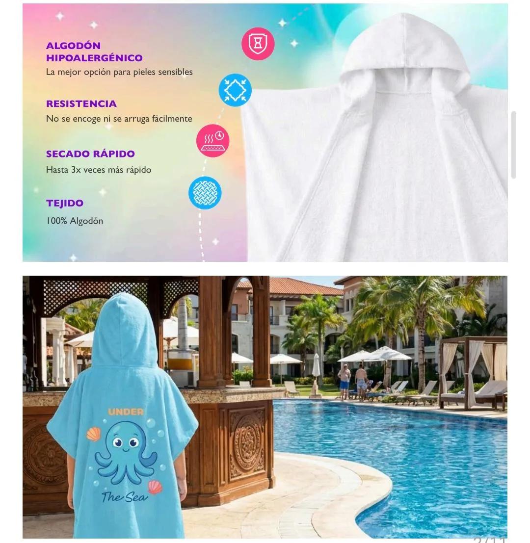 Salida de Baño Infantil con Gorro Blanca — Unicornio Kawaii | SKU: W06 — Toallas salida de baño