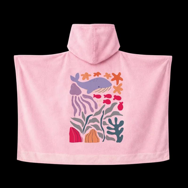 Salida de Baño Infantil con Gorro Rosa — Mar Abstracto | SKU: P06 — Toallas salida de baño