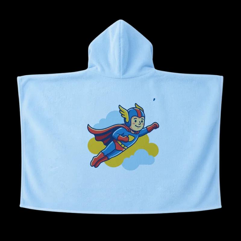 Salida de Baño Infantil con Gorro Azul Cielo — Súper Perro | SKU: B02 — Toallas salida de baño