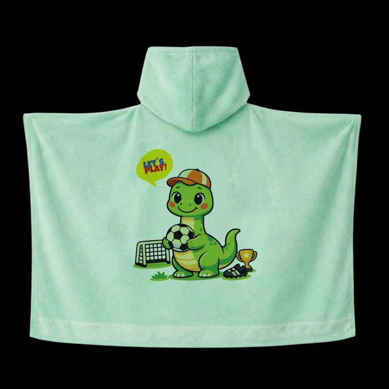 Salida de Baño Infantil con Gorro Verde — Dino Futbolista | SKU: G02 — Toallas salida de baño
