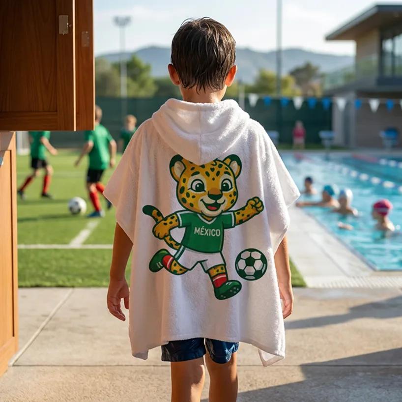 Salida de Baño Infantil con Gorro Blanca — Jaguar México | SKU: W01 — Toallas salida de baño
