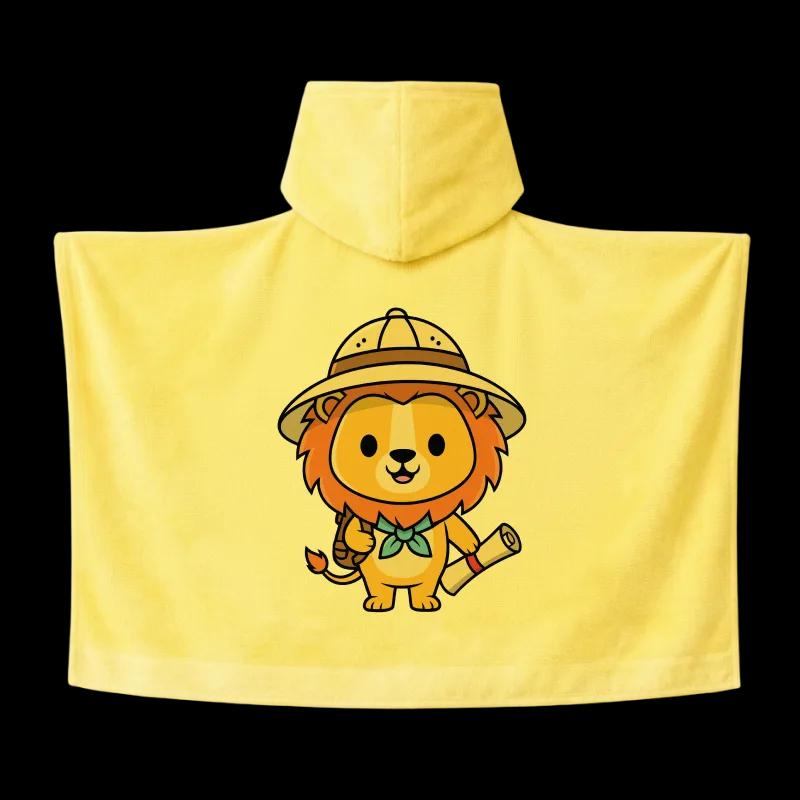 Salida de Baño Infantil con Gorro Amarilla — León Safari | SKU: Y04 — Toallas salida de baño